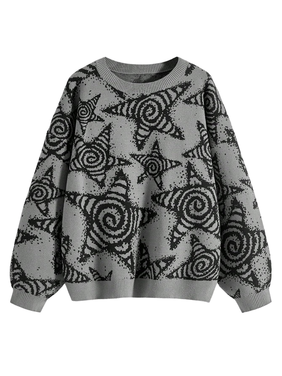 WDIRARA Women's Goth Cartoon Pattern Sweater Knit Pullover Top