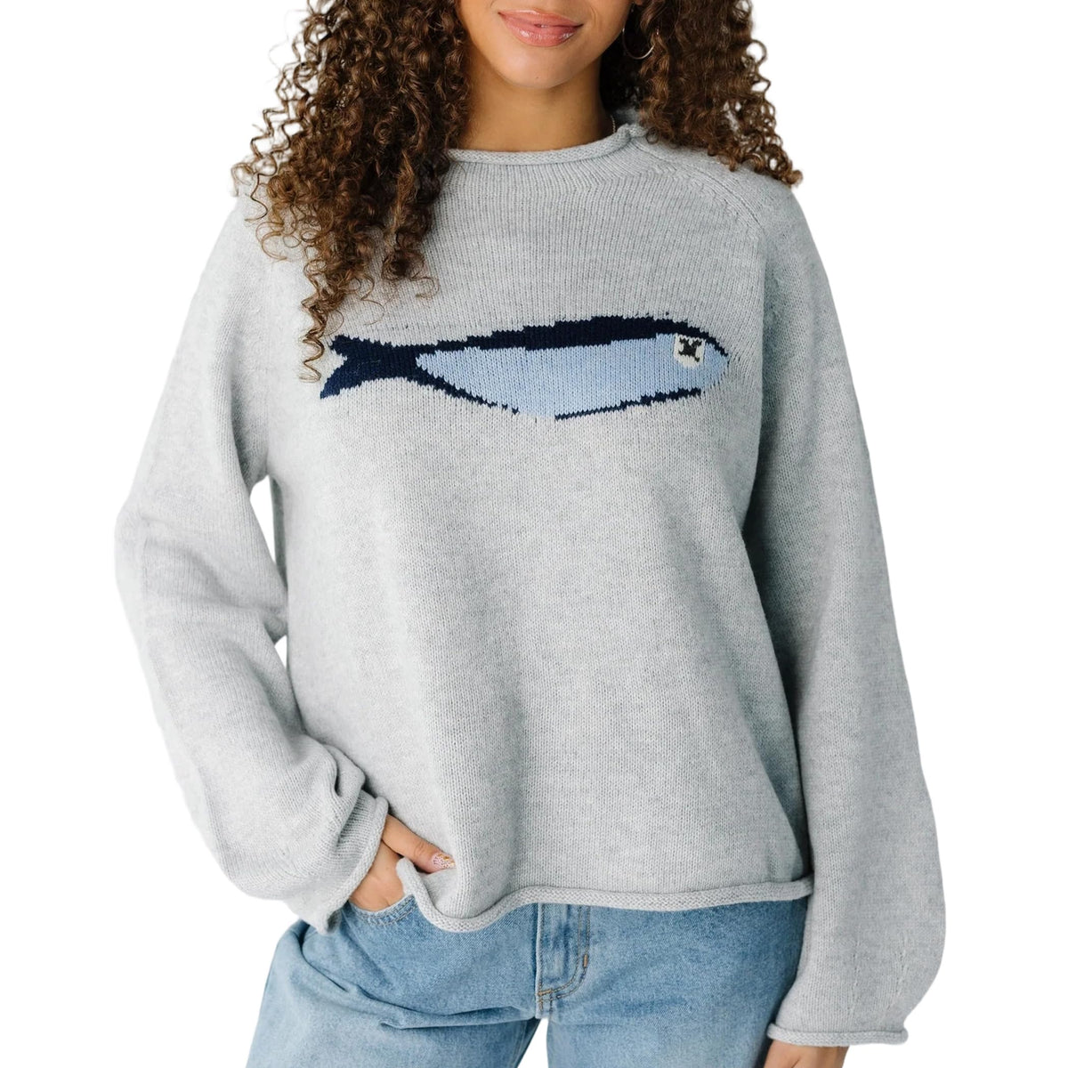 Women's Oversized Roll Neck Cute Animal Graphic Sweater Long Sleeve Chunky Knit Pullover Tops Casual Patterned Knitwear
