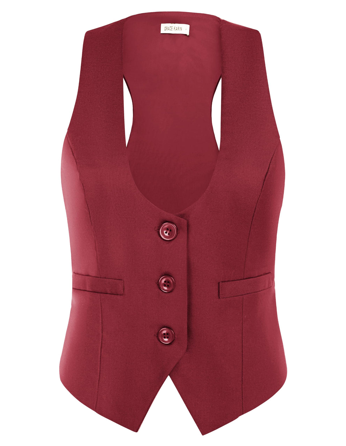 GRACE KARIN Women's Suit Vest Top, Dressy Casual Sleeveless Button Waistcoat, Fromal Steampunk Blazer for Work Office