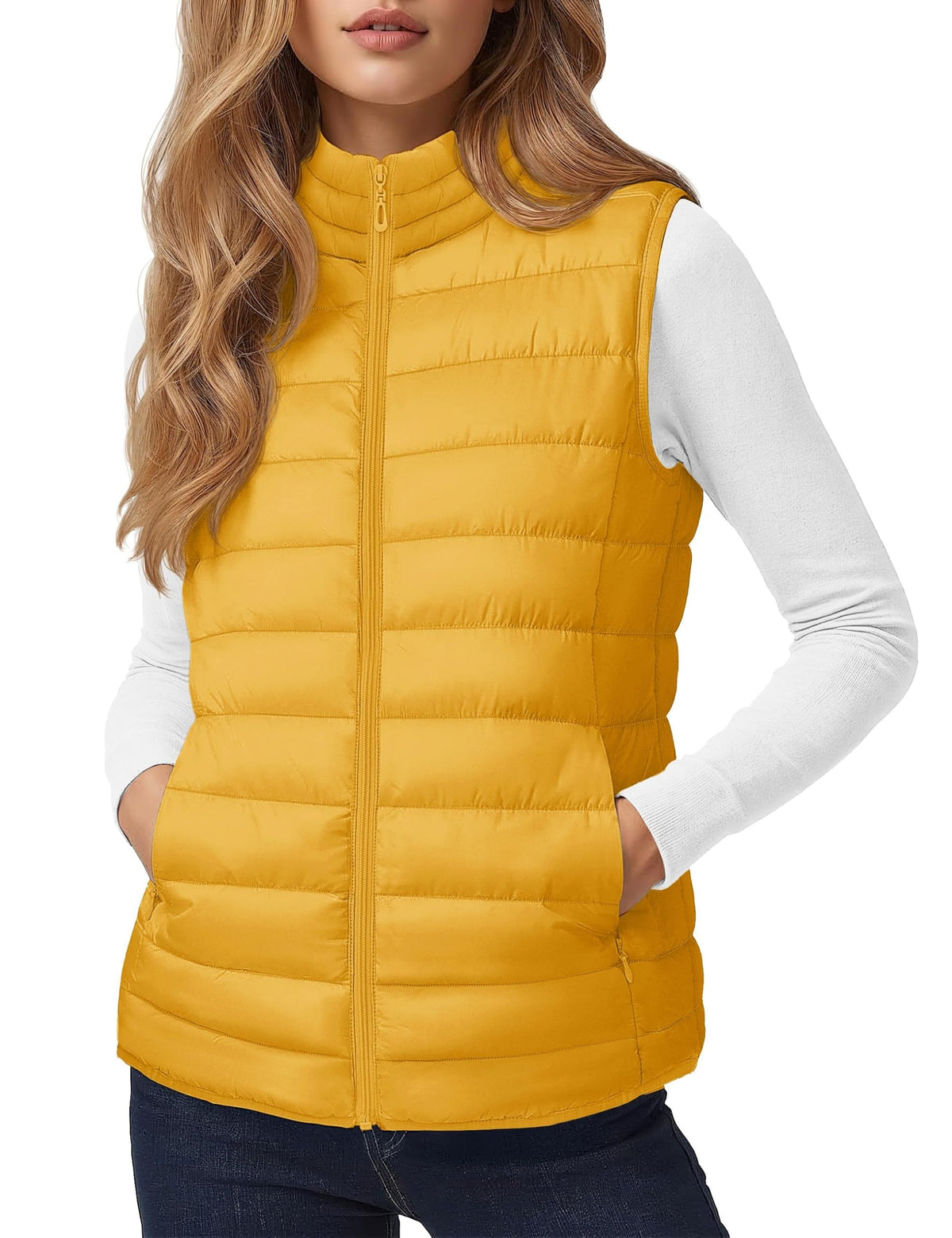 YUCOLEN Women's Quilted Puffer Vest Lightweight Sleeveless Puffy Jacket