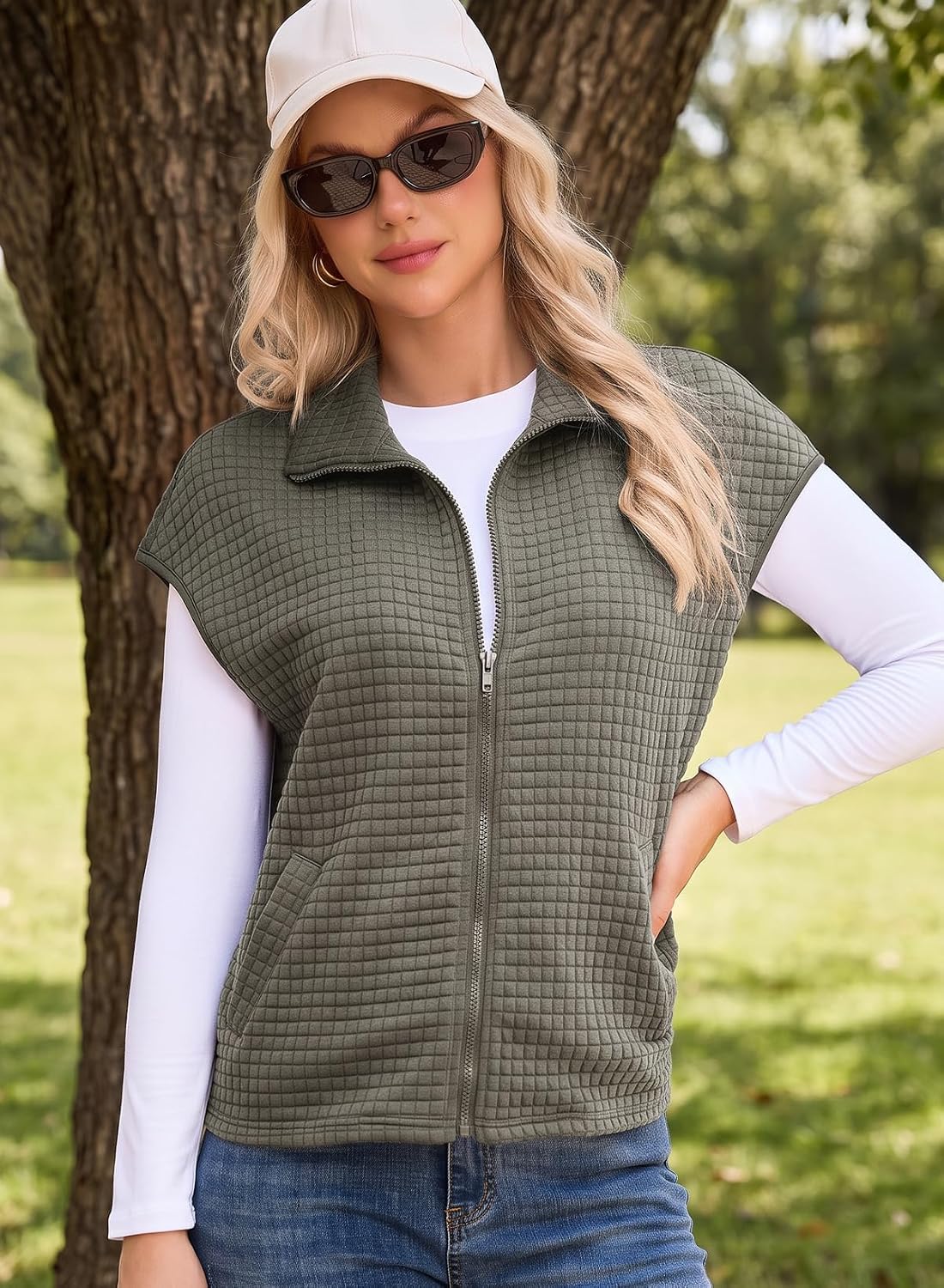 Dokotoo Womens Vest Tops 2026 Fall Cap Sleeve Waffle Knit Vests