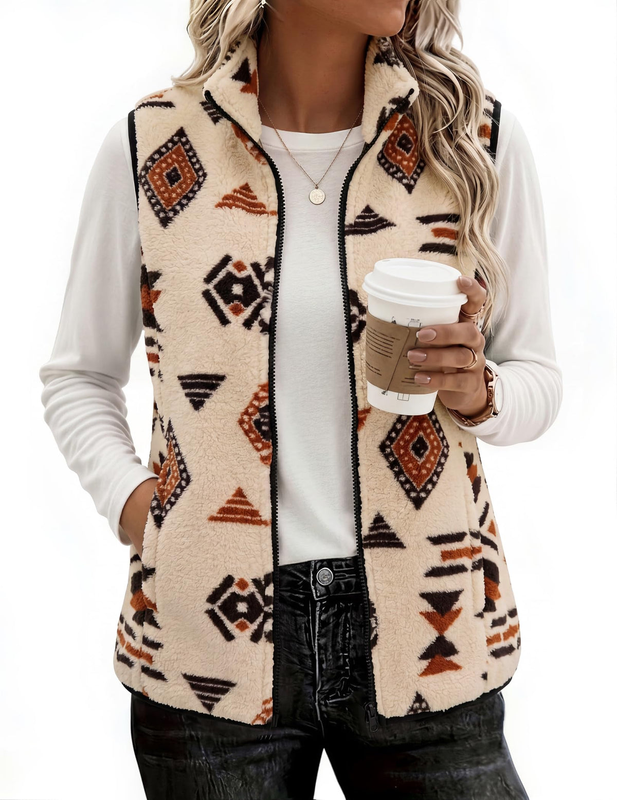 Zeagoo Womens Outerwear Vests With Pockets Zipper Sleeveless Fleece Jackets