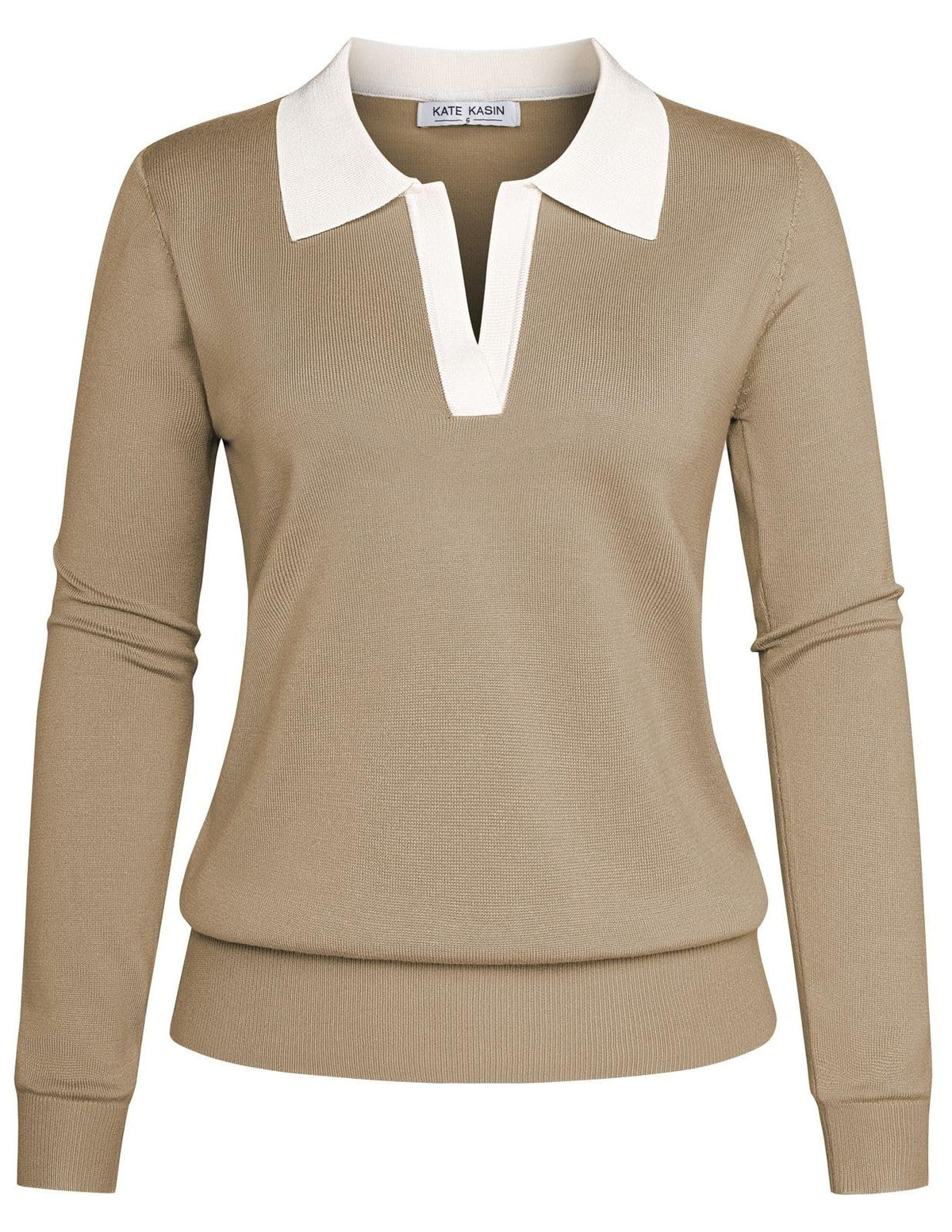 Women's Long Sleeve Classic V Neck Casual Fall Winter Polo Sweater Tops