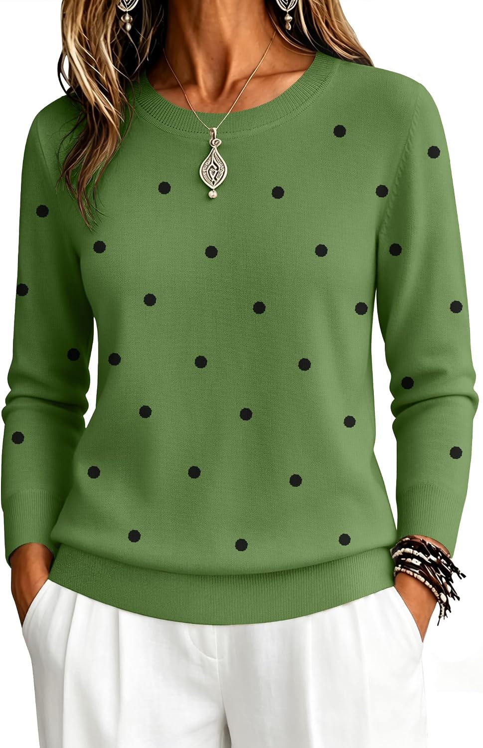 Zeagoo Womens Sweaters Long Sleeve Tops Classic Fall Clothes Crewneck Tops