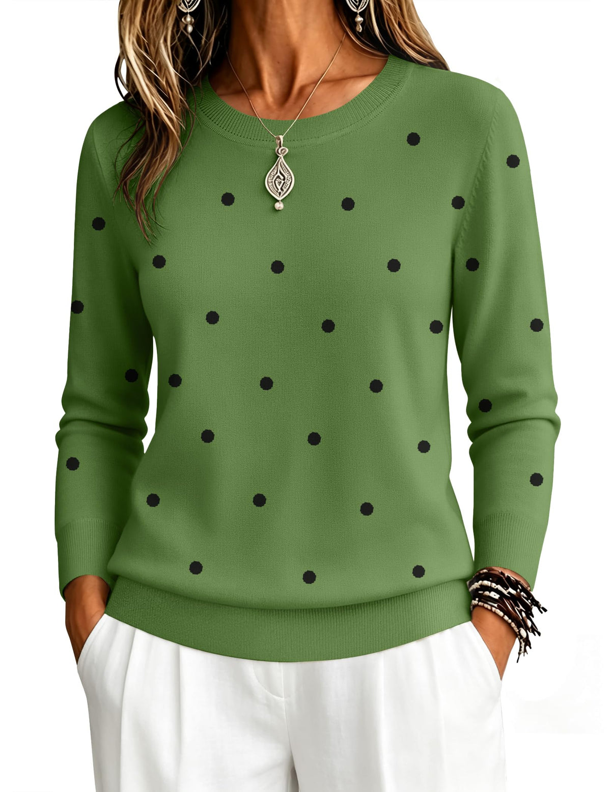 Zeagoo Womens Sweaters Long Sleeve Tops Classic Fall Clothes Crewneck Tops