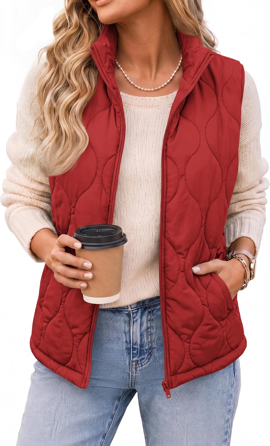 Zeagoo Womens Puffer Vest Lightweight Quilted Coat Sleeveless Jackets