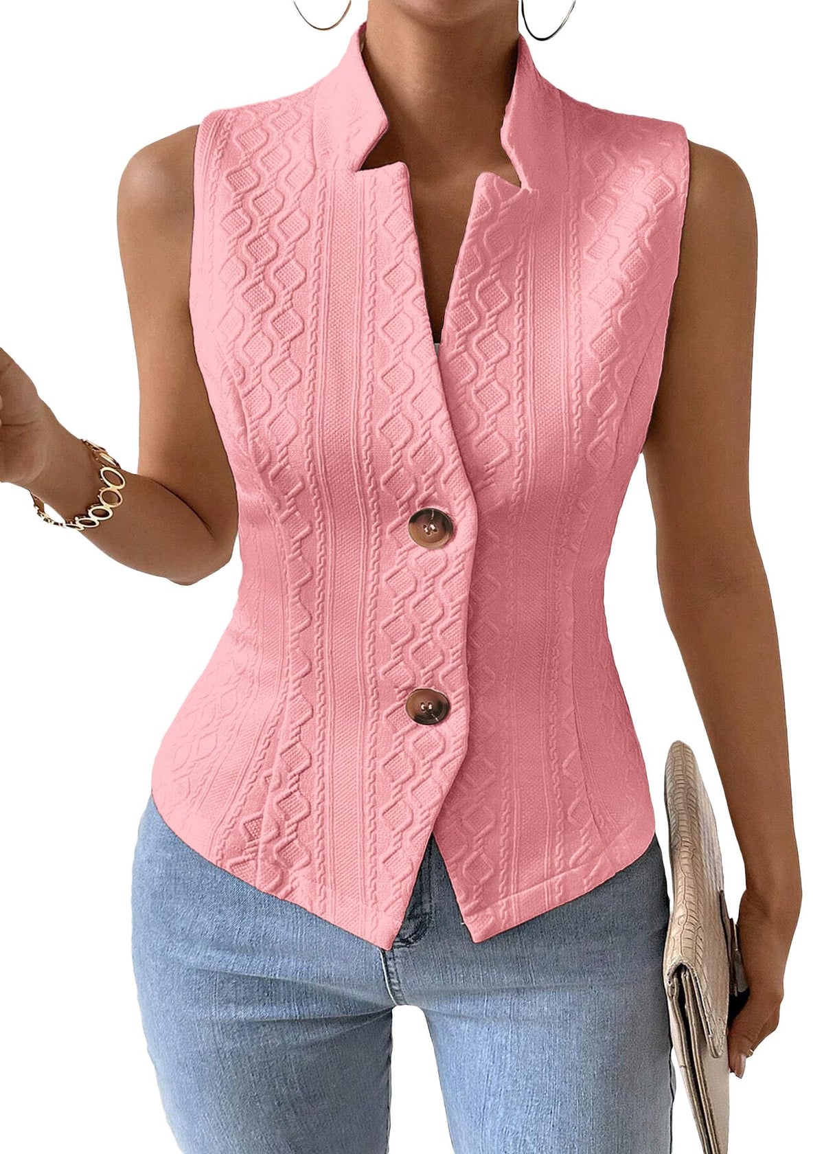 Mina Self Women's Sleeveless Sweater Vest,Knit Stretchy Dressy Casual Top