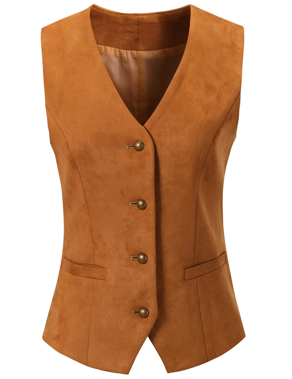V VOCNI Women's Fully Lined 4 Button Dressy Suit Vest Waistcoat