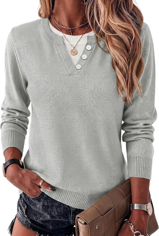 LOMON Women's Sweaters 2026 Fall Long Sleeve Lightweight Pullover Tops