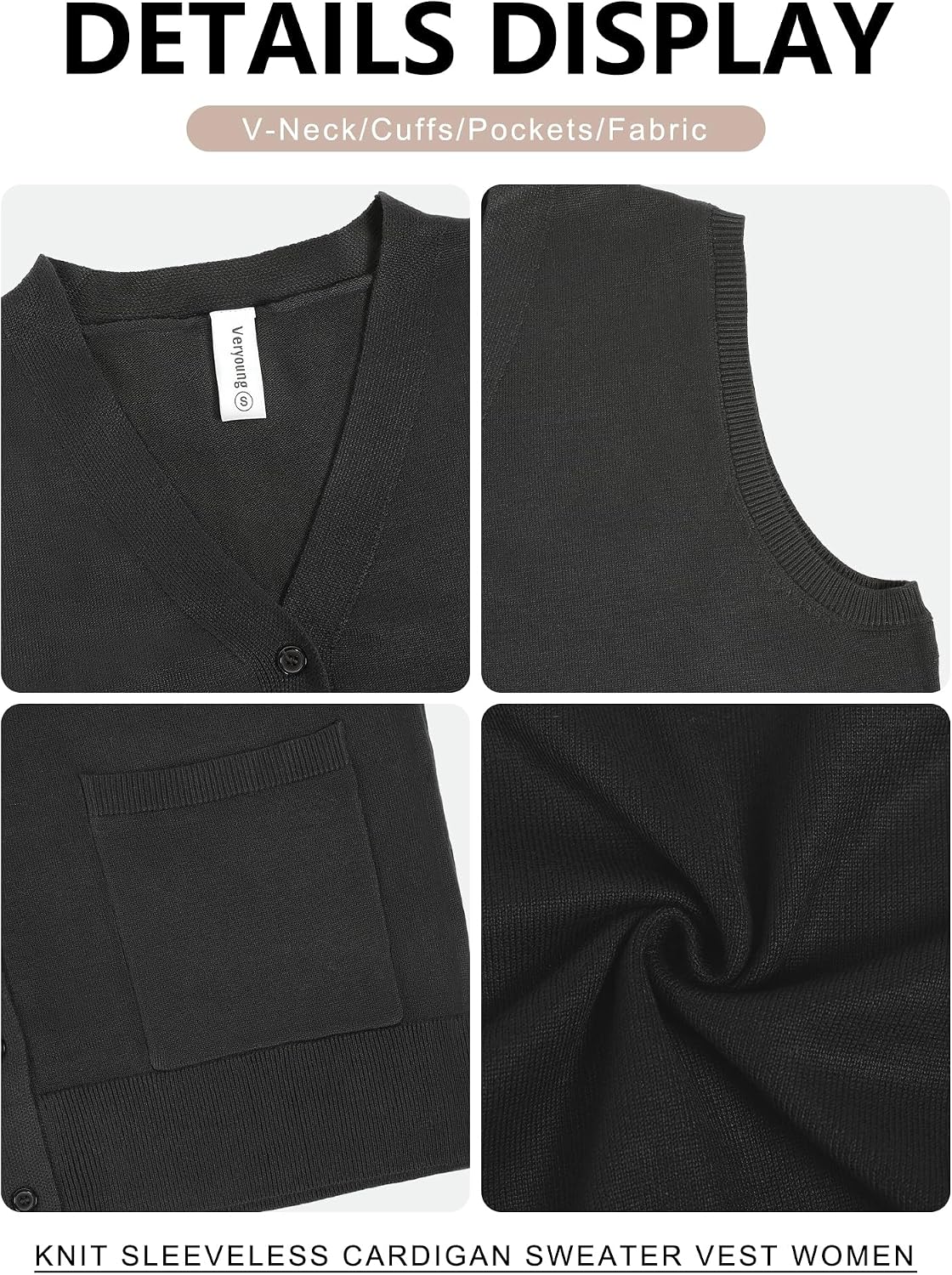 Veryoung Women's 2026 Sleeveless Button Down Cardigan Sweaters Fashion Casual Soft Knit Office Duster Vests with Cozy Pockets