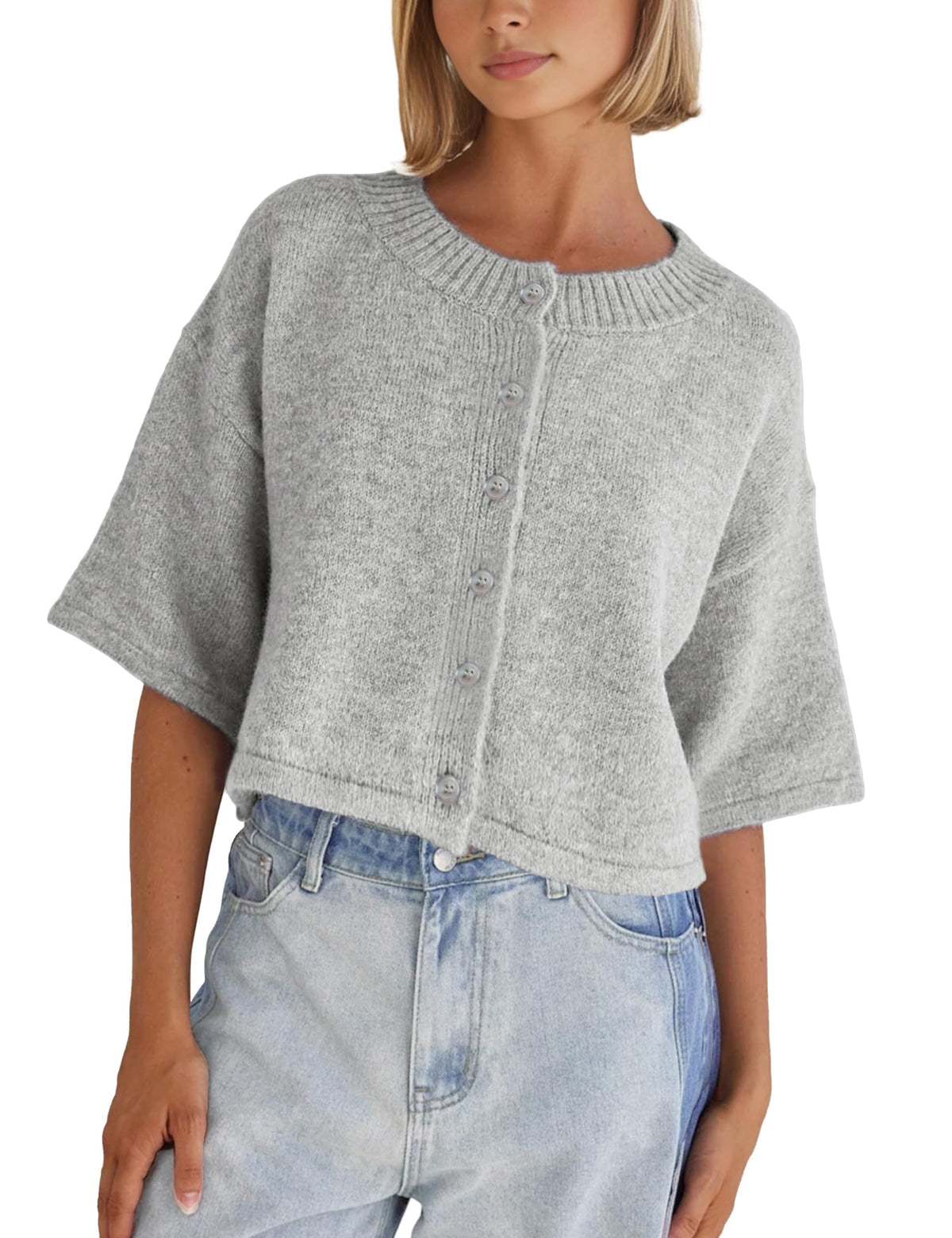 Springrain Lightweight Cardigans for Women Cropped Knit Sweater