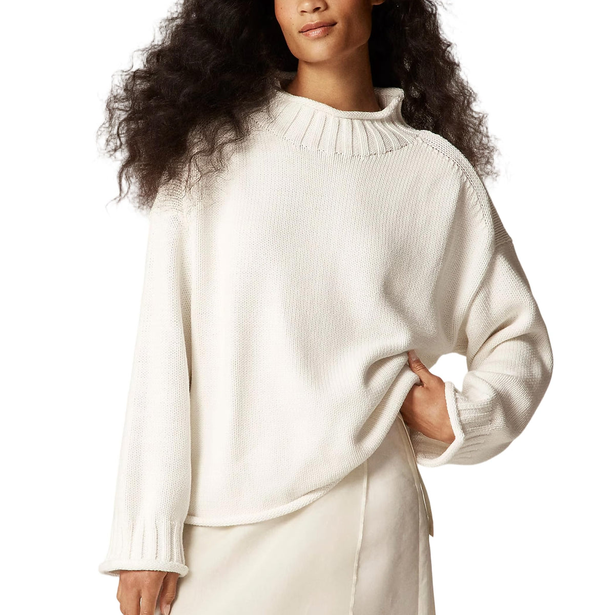 Women's Oversized Roll Neck Sweater Long Sleeve Pullover Fall Casual Tops