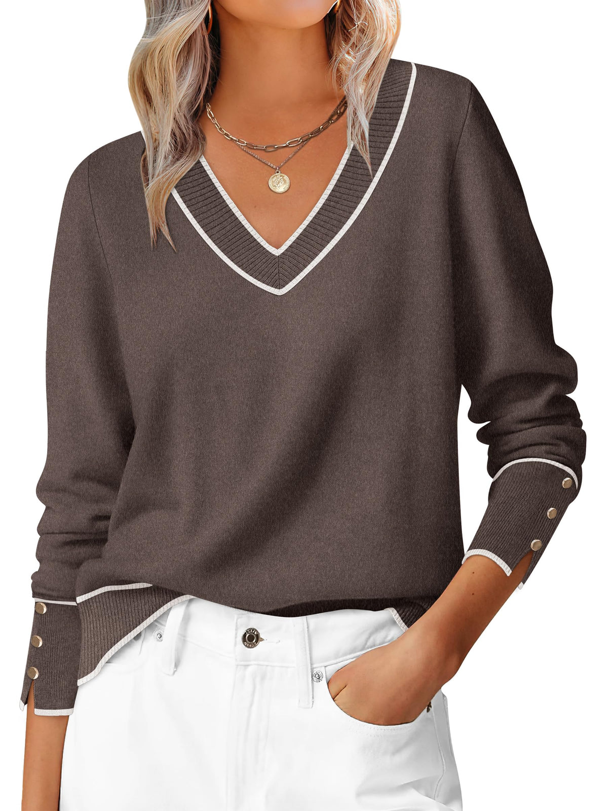 ANRABESS Sweaters for Women Fall Lightweight Knit Pullover