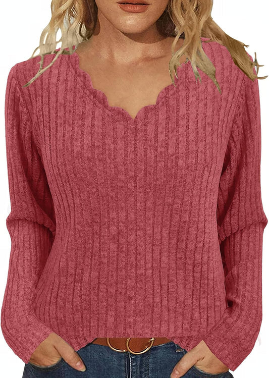 JomeDesign Womens Sweaters Casual Long Sleeve V Neck Lightweight Tunic