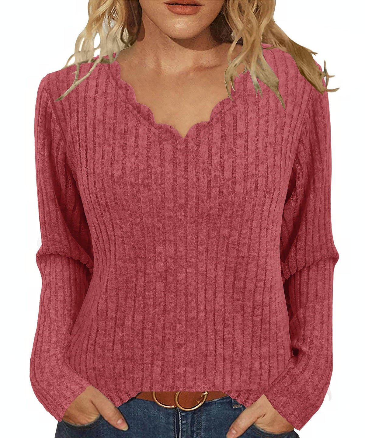 JomeDesign Womens Sweaters Casual Long Sleeve V Neck Lightweight Tunic