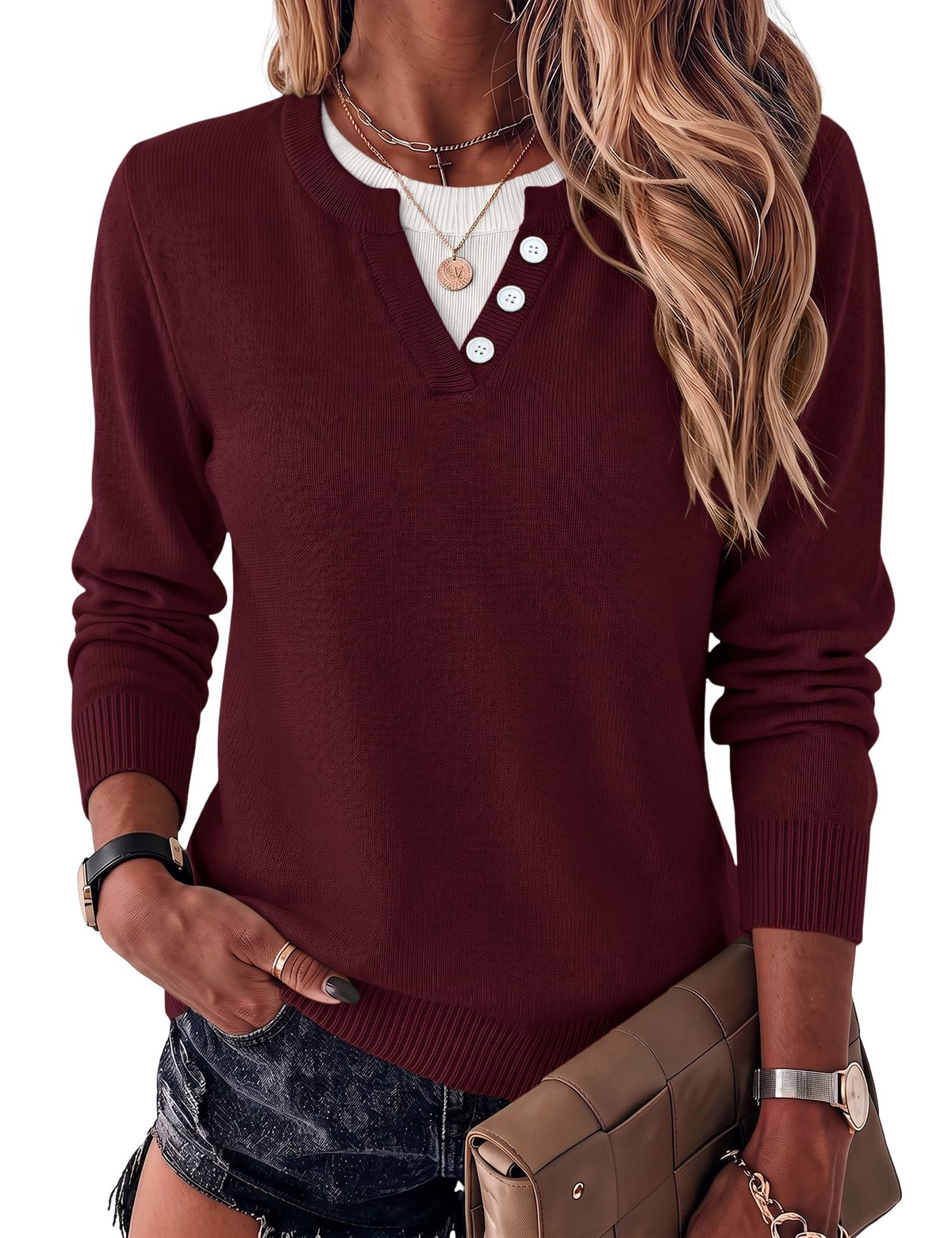 LOMON Women's Sweaters 2026 Fall Long Sleeve Lightweight Pullover Tops