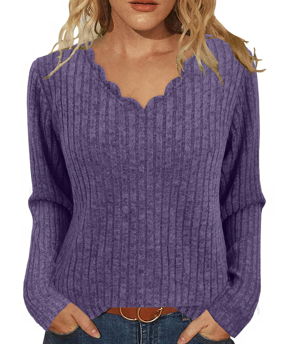 JomeDesign Womens Sweaters Casual Long Sleeve V Neck Lightweight Tunic
