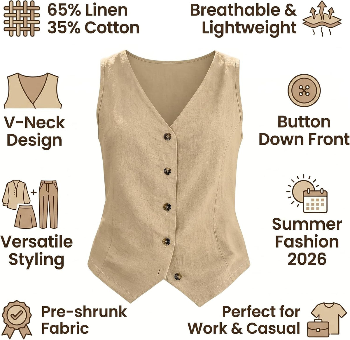 Vest Tops for Women Cotton Linen Summer Womens Vests Top Lightweight