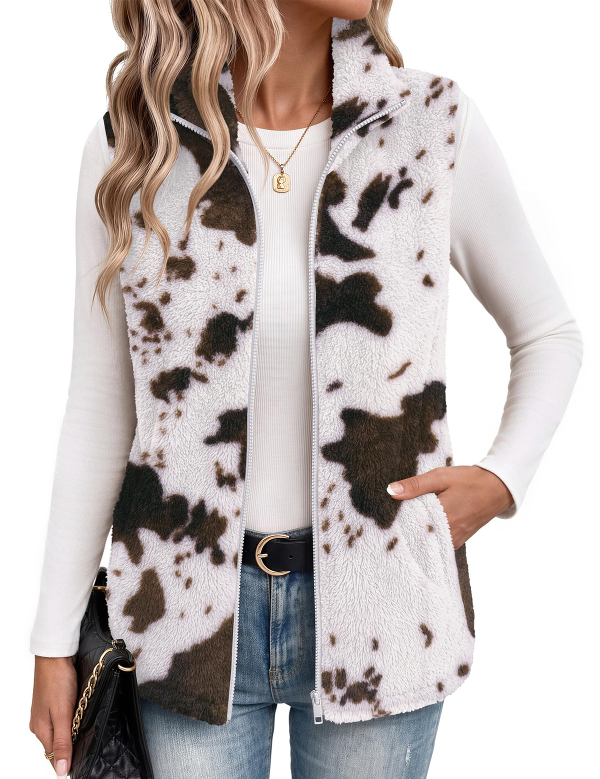Zeagoo Vest For Women Sleeveless Sherpa Fleece Jackets Zip Up Fall Coats