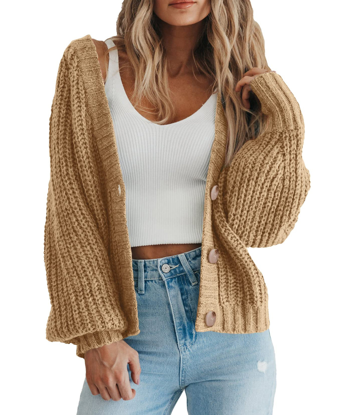 PRETTYGARDEN Women's Chunky Knit Open Front Cardigan Sweaters Fall Outfits