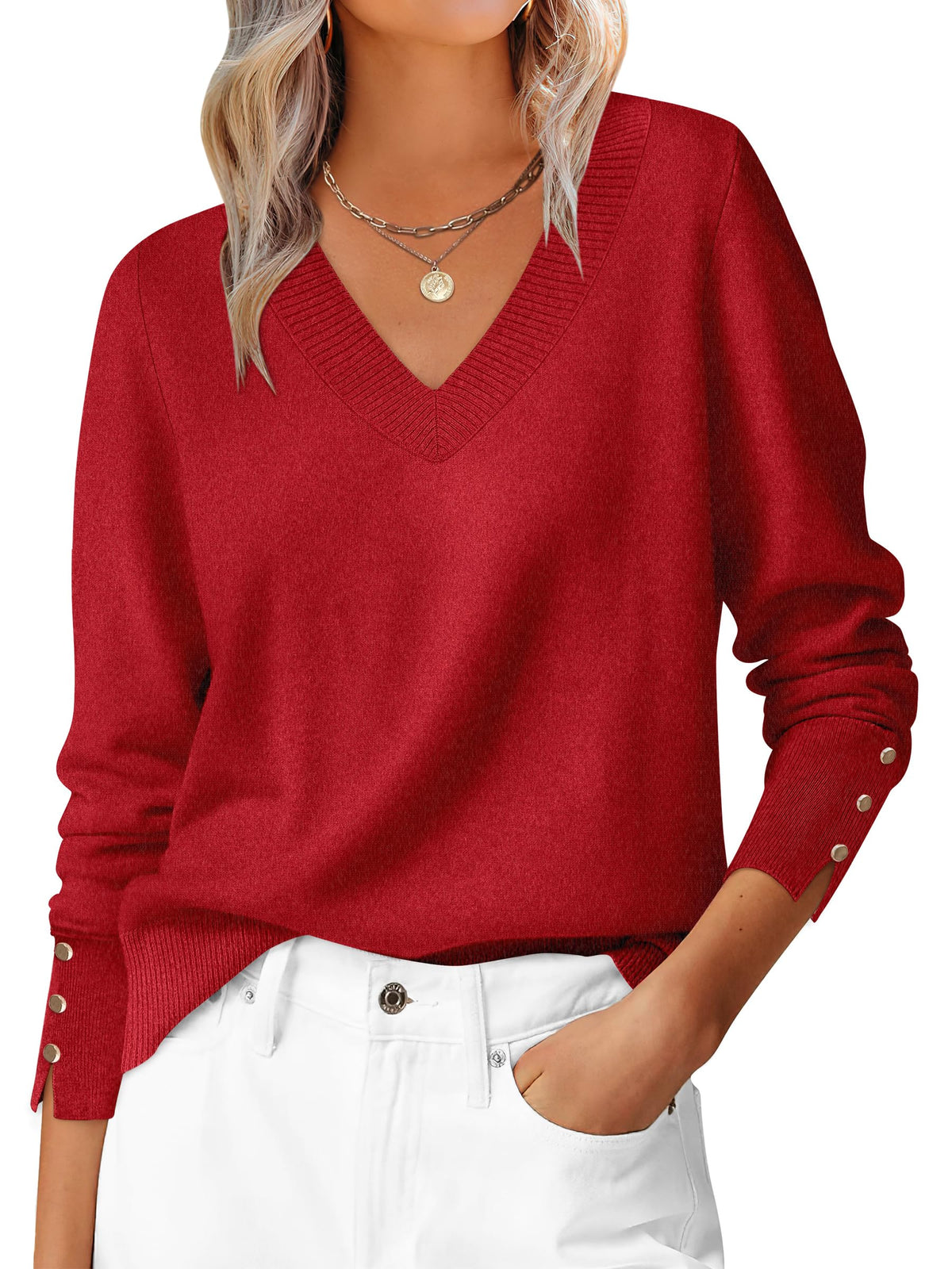 ANRABESS Sweaters for Women Fall Lightweight Knit Pullover