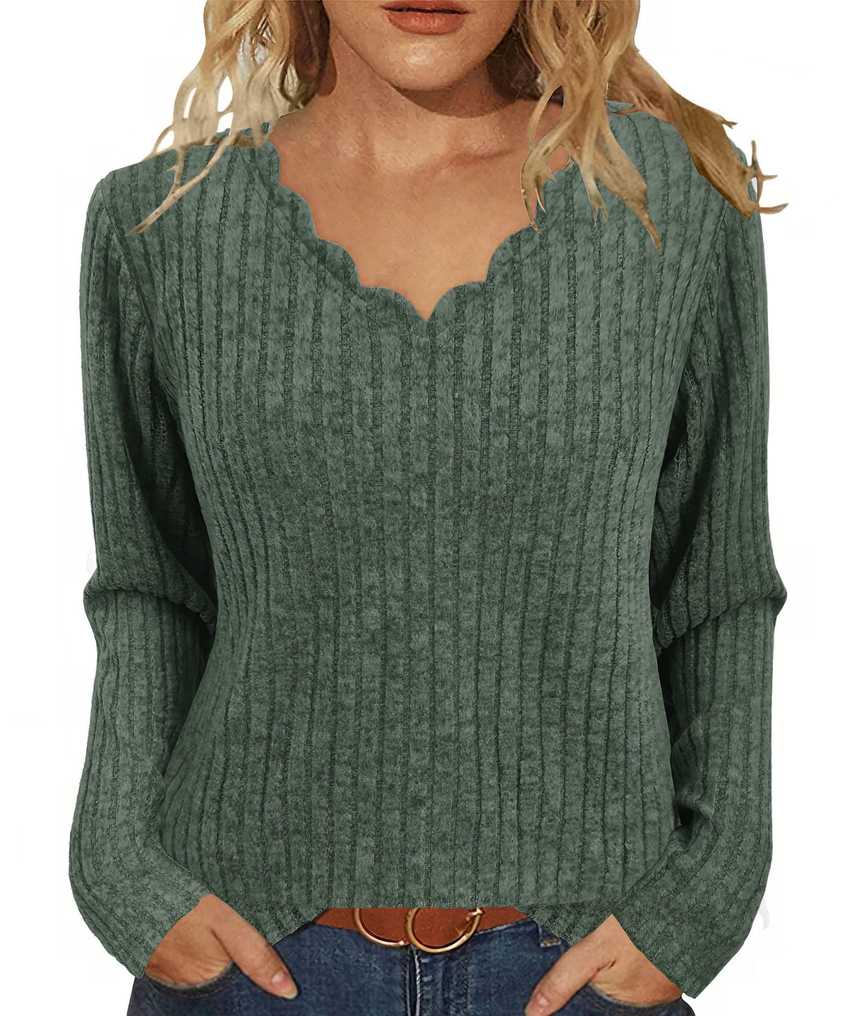JomeDesign Womens Sweaters Casual Long Sleeve V Neck Lightweight Tunic