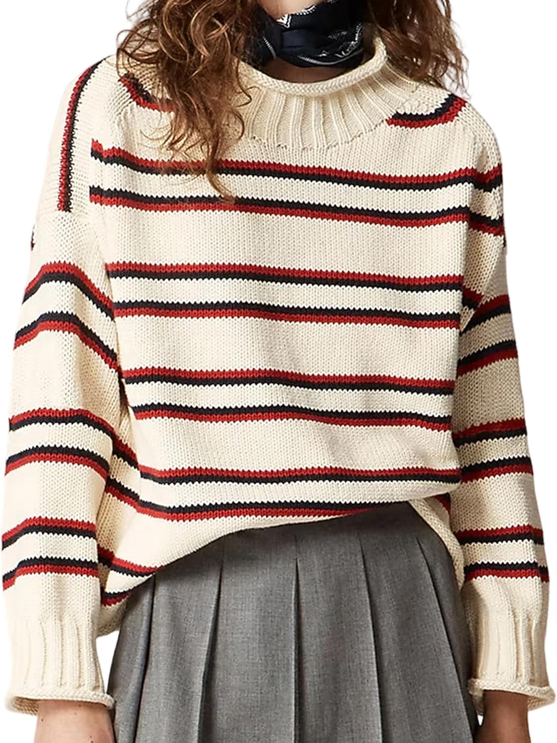 Women's Oversized Roll Neck Sweater Long Sleeve Pullover Fall Casual Tops