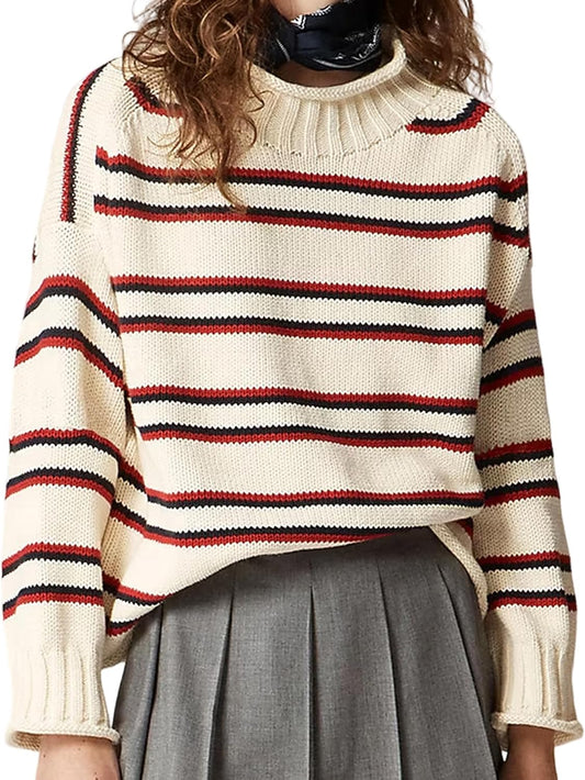 Women's Oversized Roll Neck Sweater Long Sleeve Pullover Fall Casual Tops