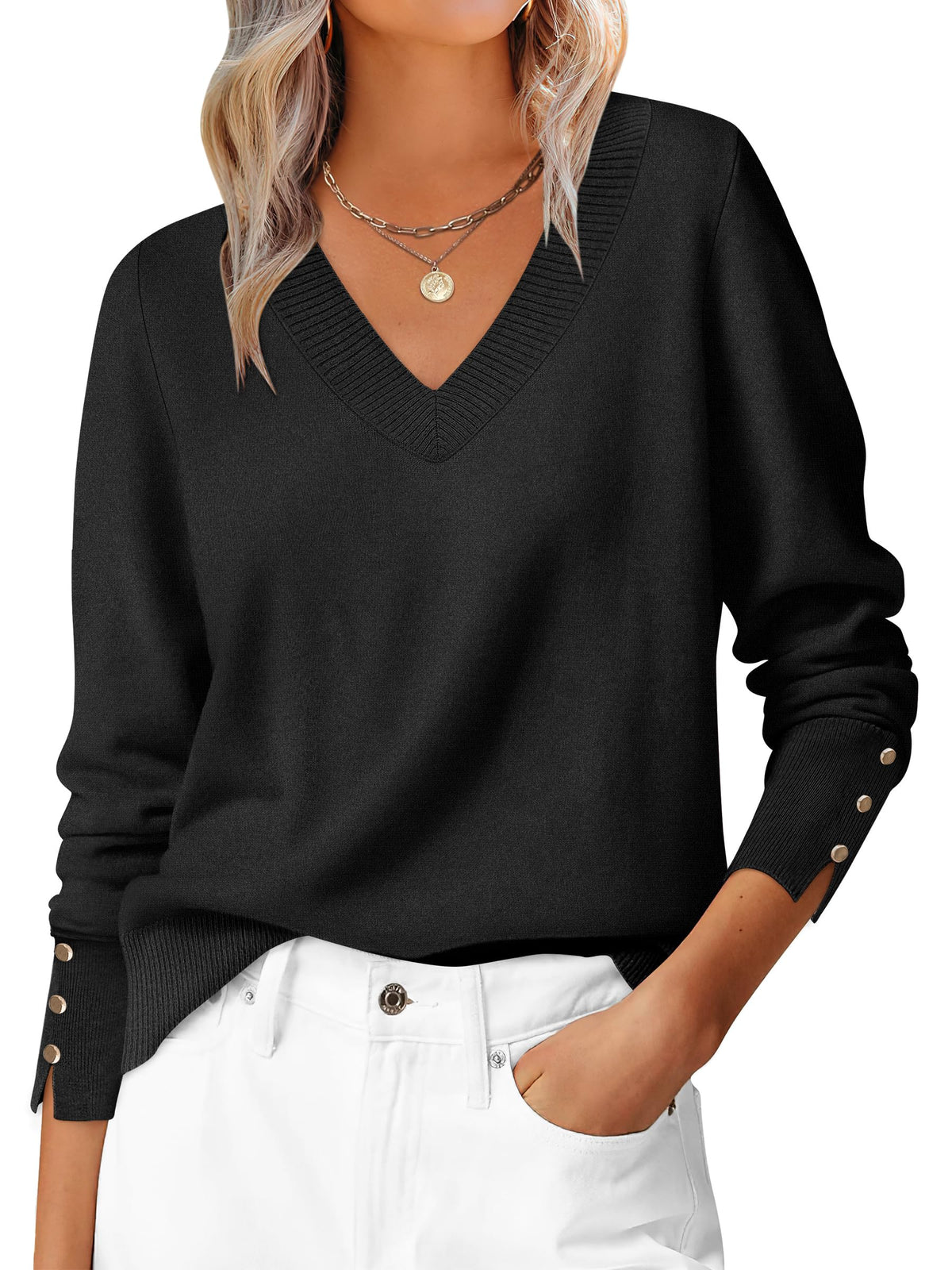 ANRABESS Sweaters for Women Fall Lightweight Knit Pullover