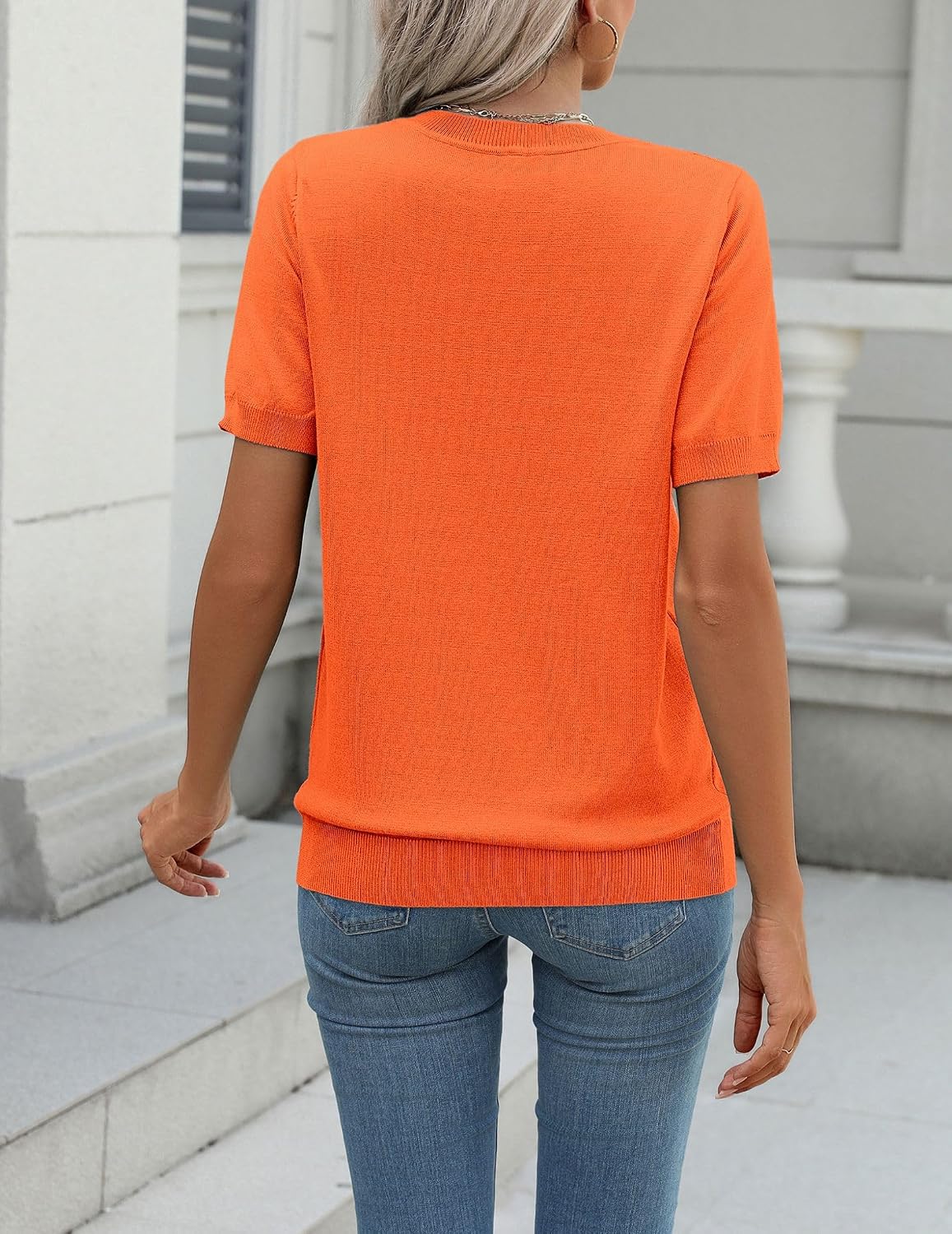 Zeagoo Womens Tops Short Sleeve Sweater Crewneck Basic Fashion Clothing