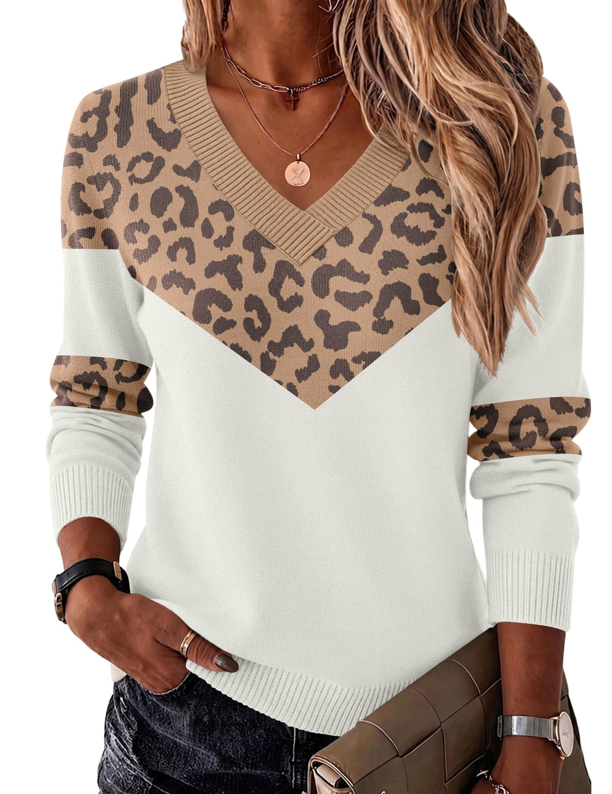 Zeagoo Womens V Neck Sweaters Long Sleeve Tops Lightweight Fall Clothes