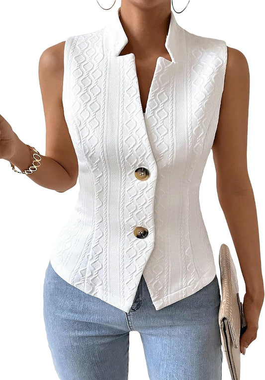 Mina Self Women's Sleeveless Sweater Vest,Knit Stretchy Dressy Casual Top