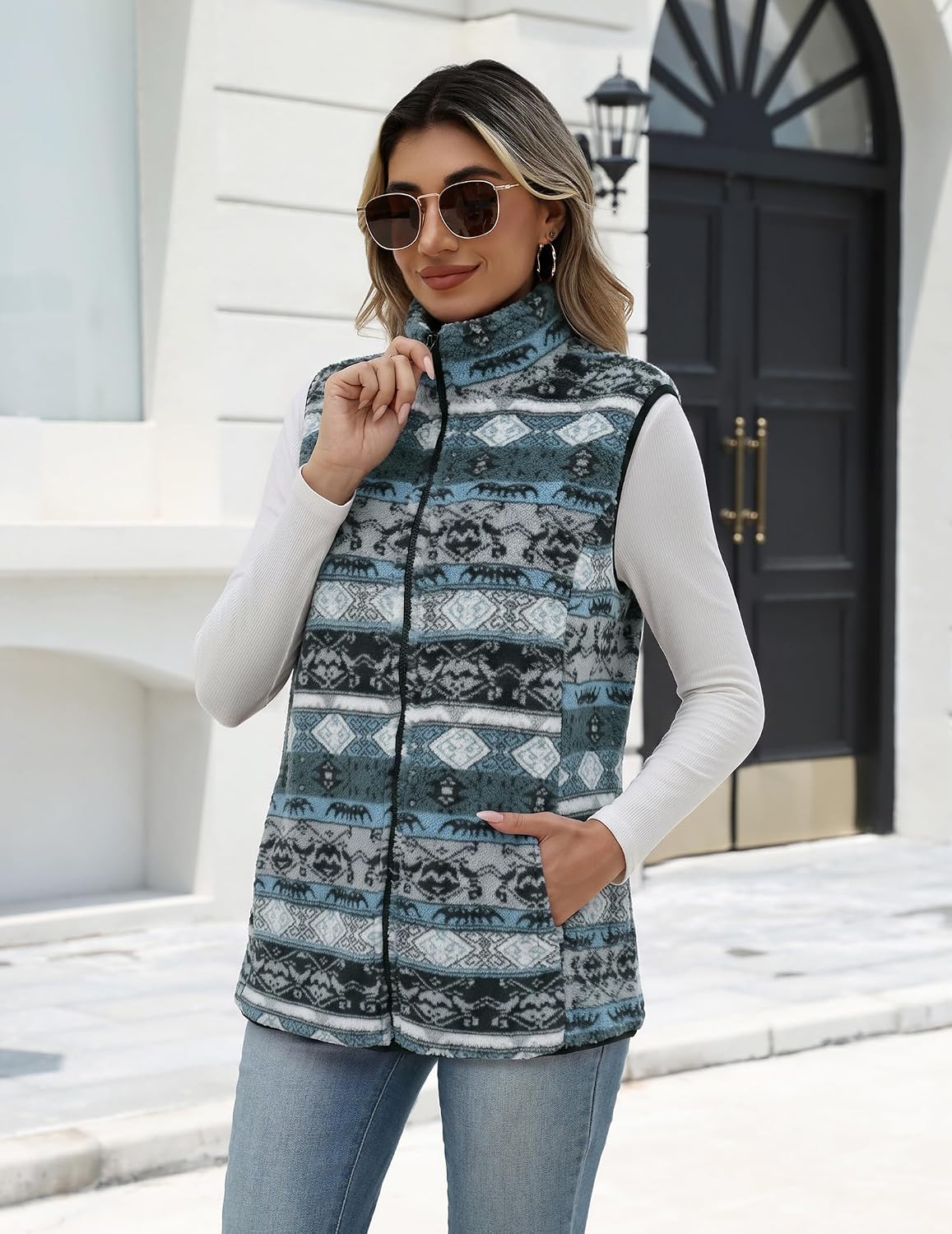 Zeagoo Womens Outerwear Vests With Pockets Zipper Sleeveless Fleece Jackets