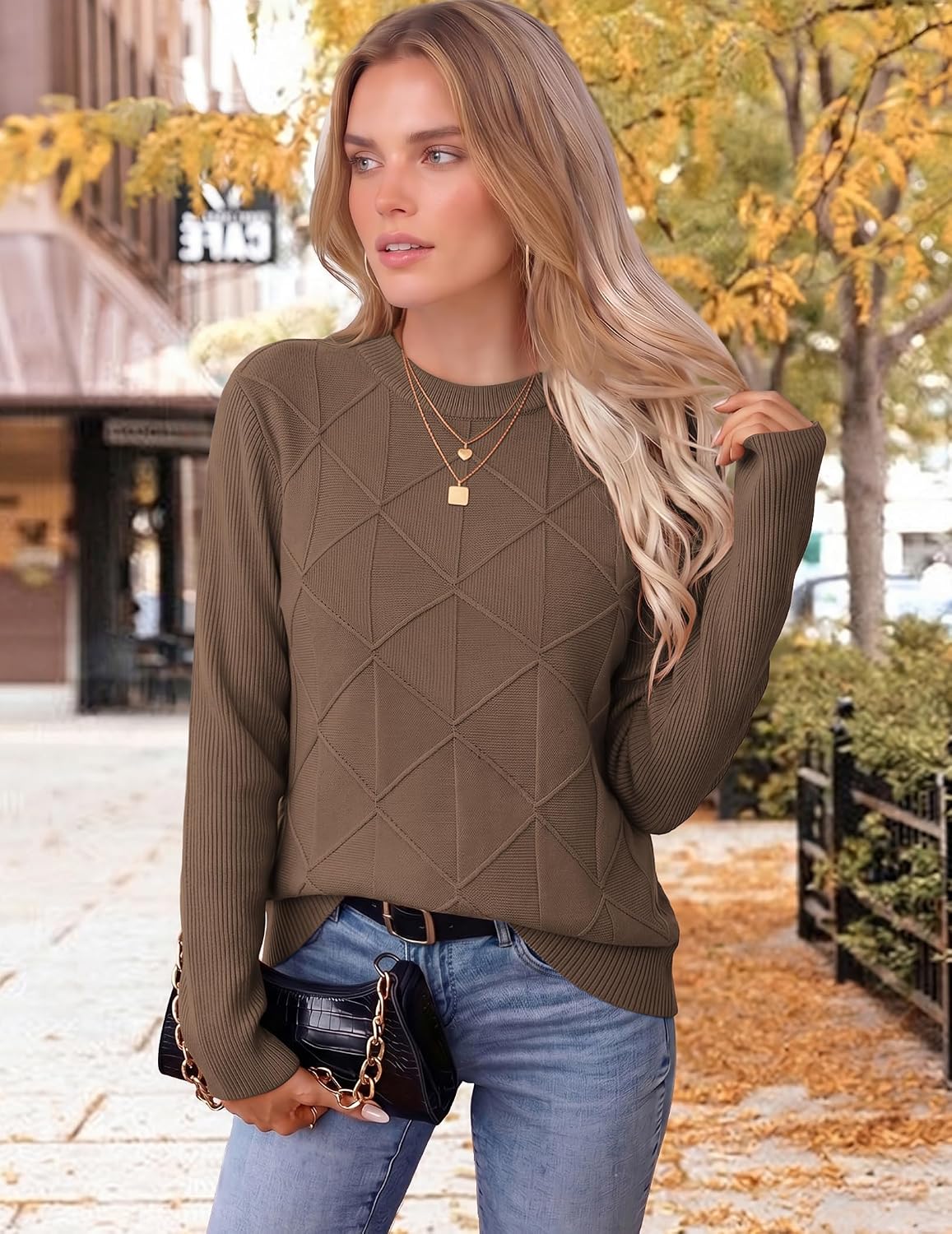 Zeagoo Womens Sweaters Crewneck Long Sleeve Soft Casual Knit Pullover Tops