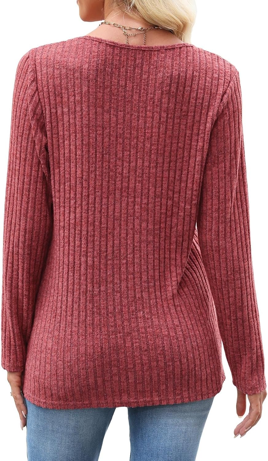 JomeDesign Womens Sweaters Casual Long Sleeve V Neck Lightweight Tunic