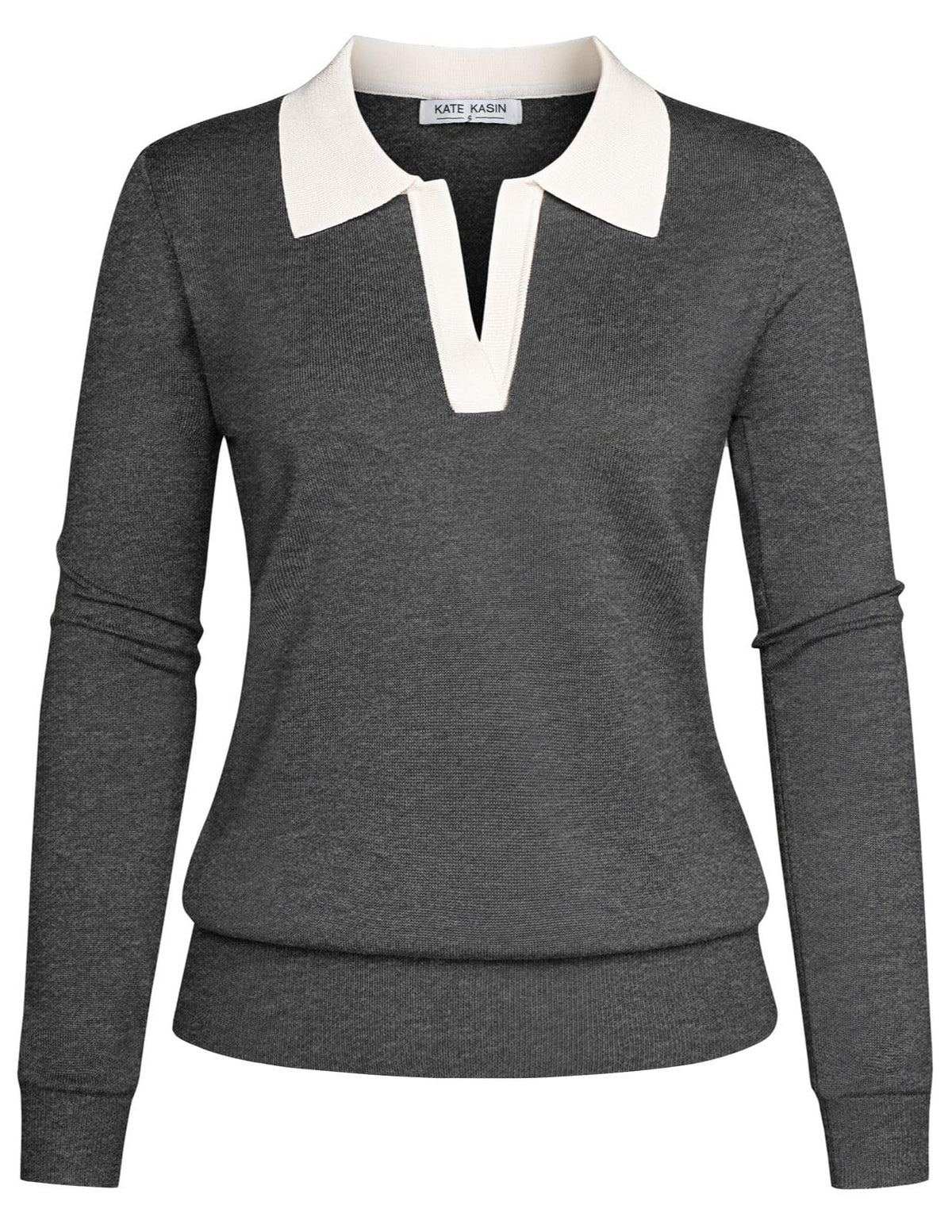 Women's Long Sleeve Classic V Neck Casual Fall Winter Polo Sweater Tops