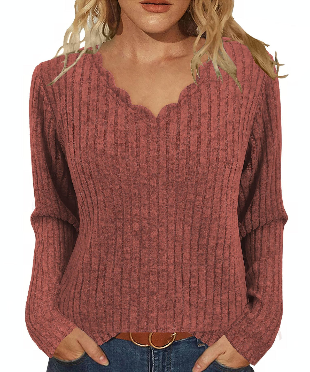 JomeDesign Womens Sweaters Casual Long Sleeve V Neck Lightweight Tunic