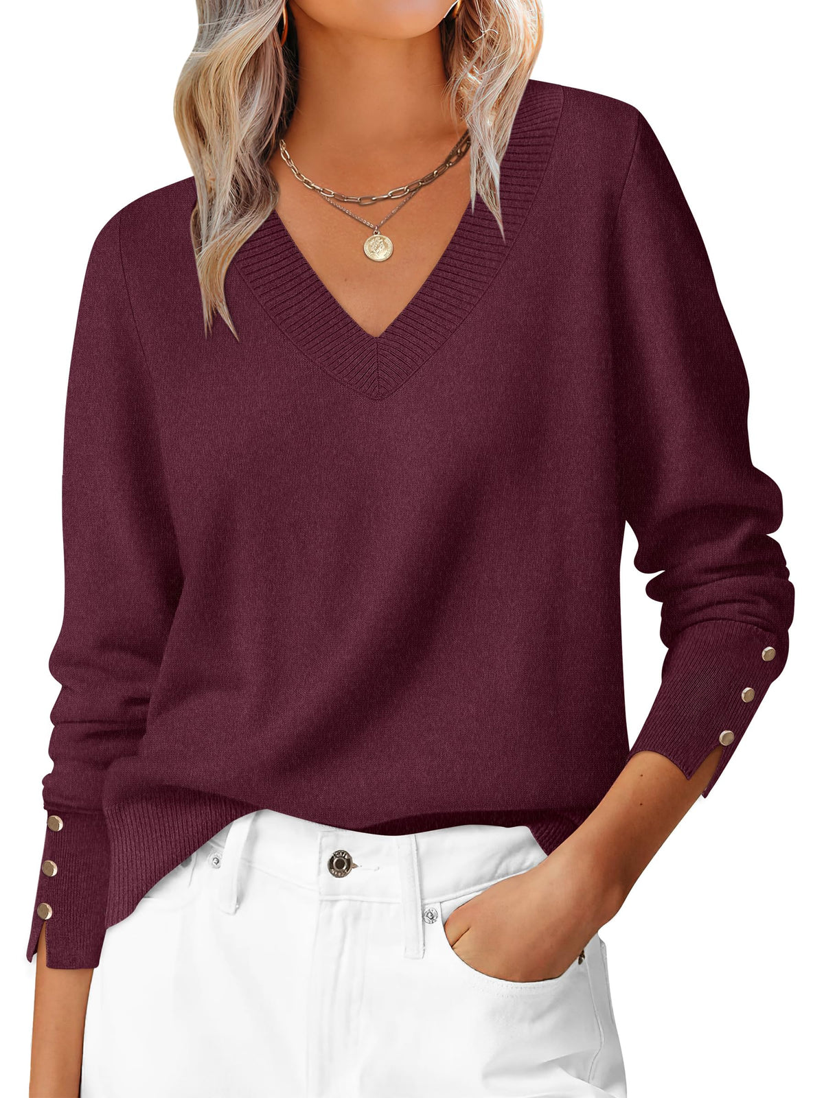 ANRABESS Sweaters for Women Fall Lightweight Knit Pullover