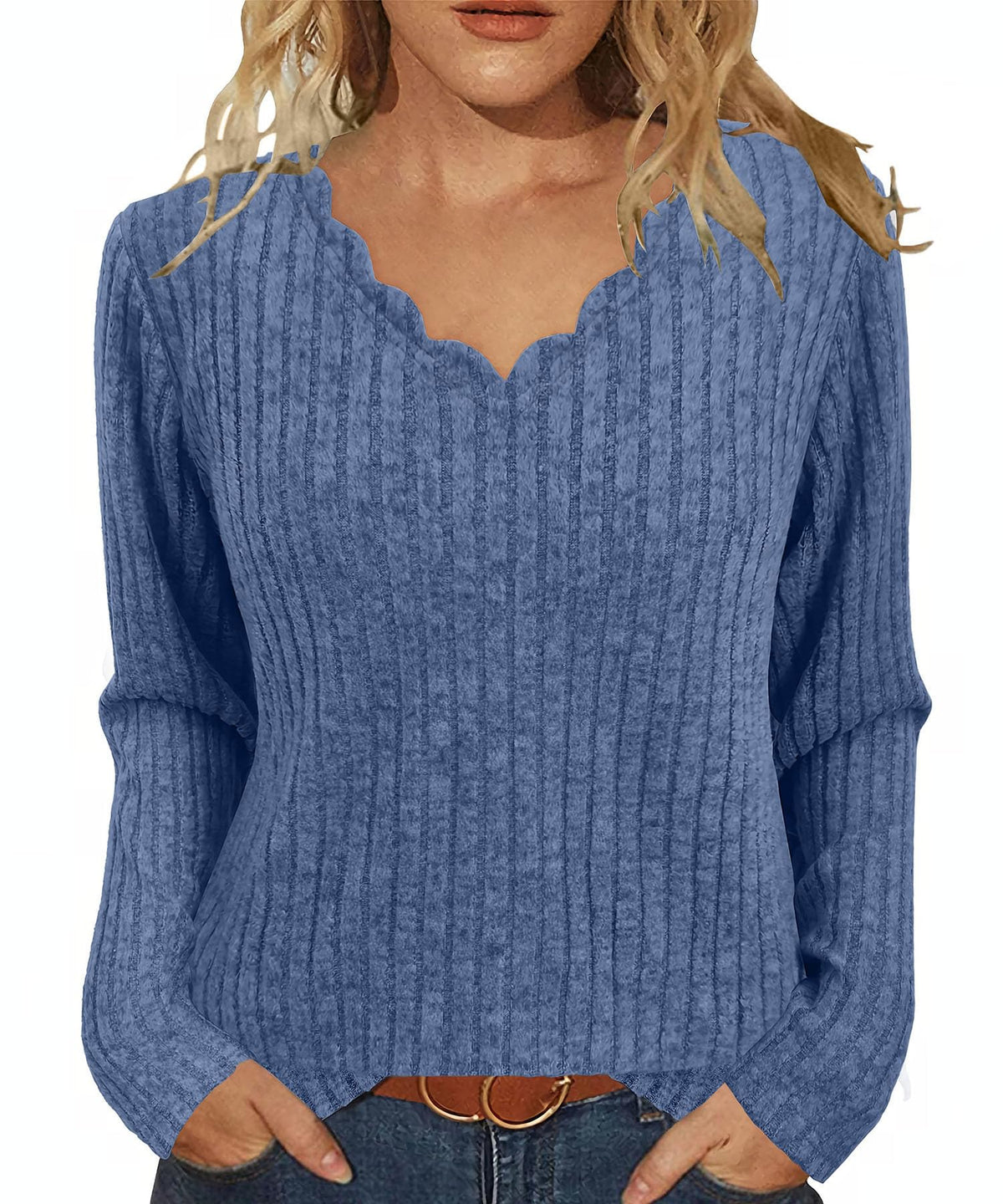 JomeDesign Womens Sweaters Casual Long Sleeve V Neck Lightweight Tunic