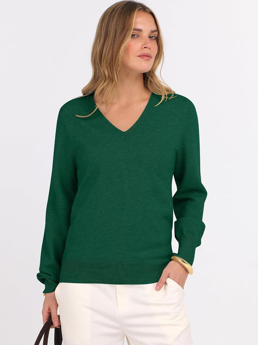 ANRABESS Women’s Fall Long Sleeve V Neck Lightweight Sweaters Top