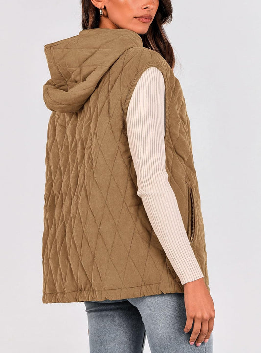 PRETTYGARDEN Women's Fall Fashion Vest Zip Up Jacket