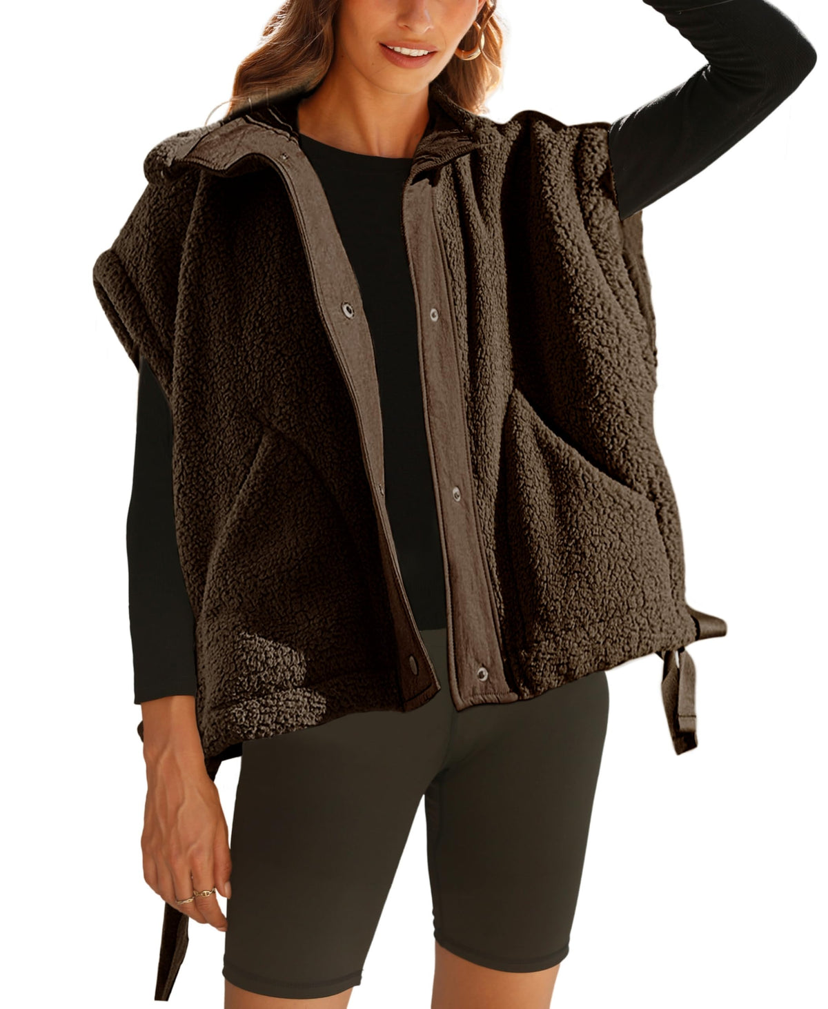 OPCAKM Women's Fuzzy Fleece Vest Sleeveless Sherpa Jacket