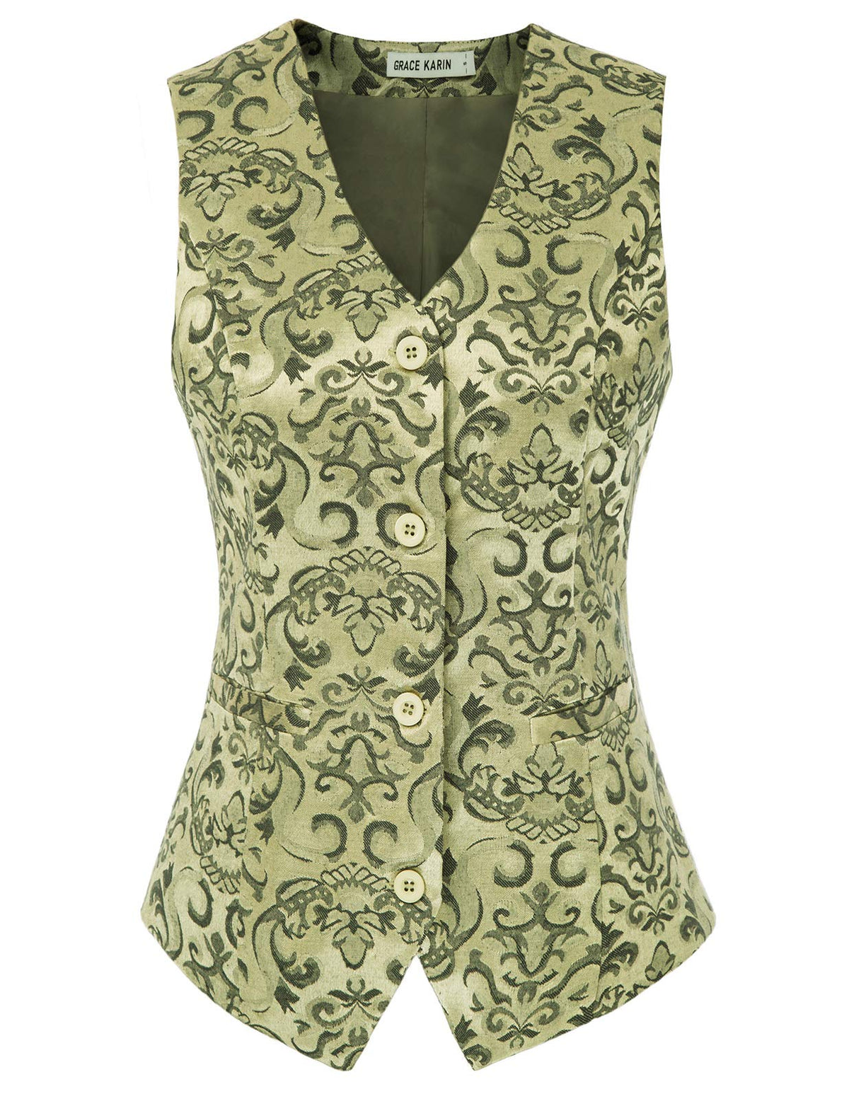 GRACE KARIN Womens Waistcoat Vest Vintage Steampunk Dress Jacquard Jacket