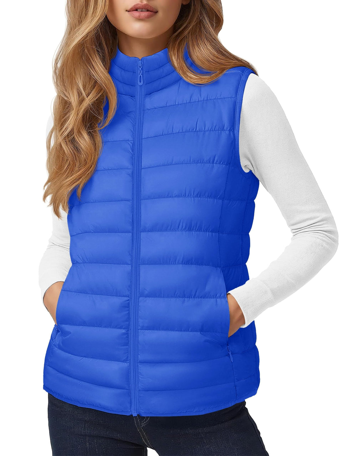 YUCOLEN Women's Quilted Puffer Vest Lightweight Sleeveless Puffy Jacket
