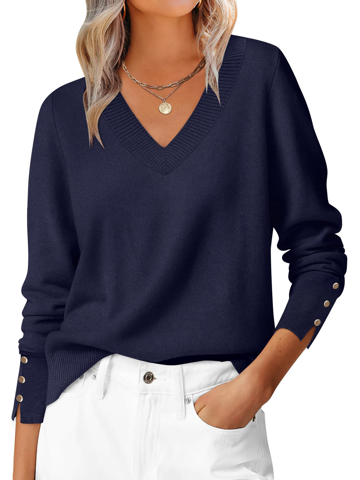 ANRABESS Sweaters for Women Fall Lightweight Knit Pullover