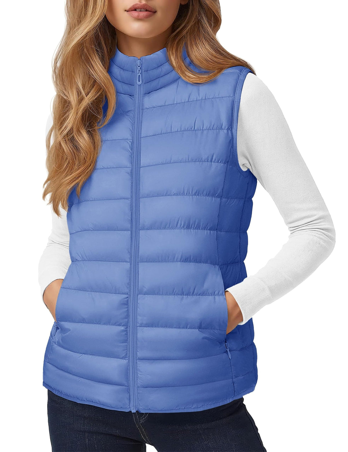 YUCOLEN Women's Quilted Puffer Vest Lightweight Sleeveless Puffy Jacket