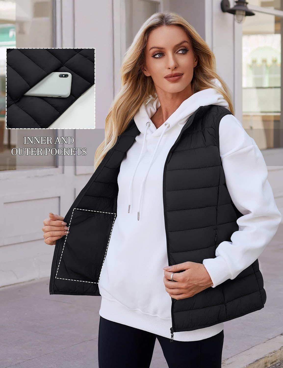 YUCOLEN Women's Quilted Puffer Vest Lightweight Sleeveless Puffy Jacket