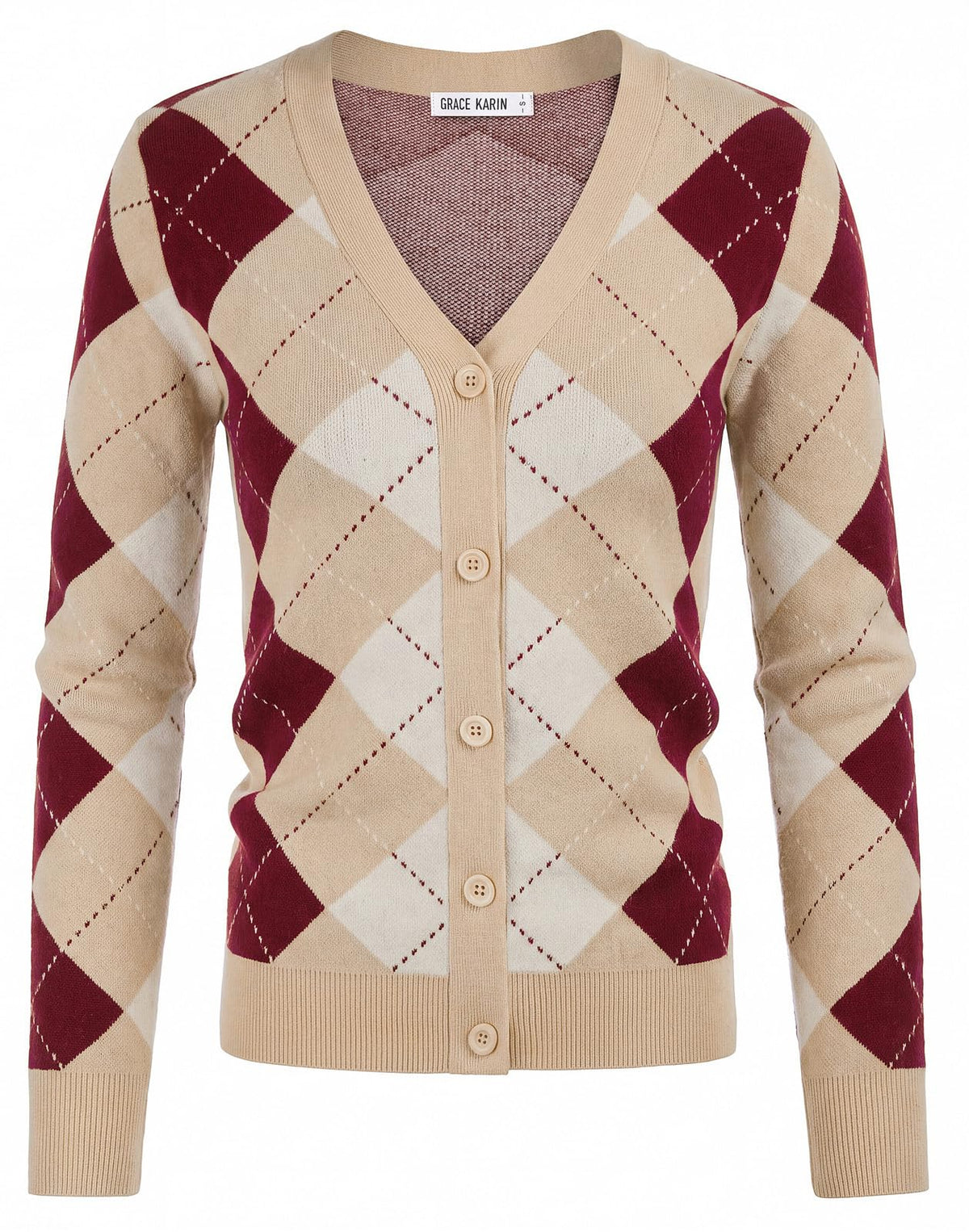 GRACE KARIN Cardigan Sweaters for Women Fall Argyle Sweater Preppy Clothes