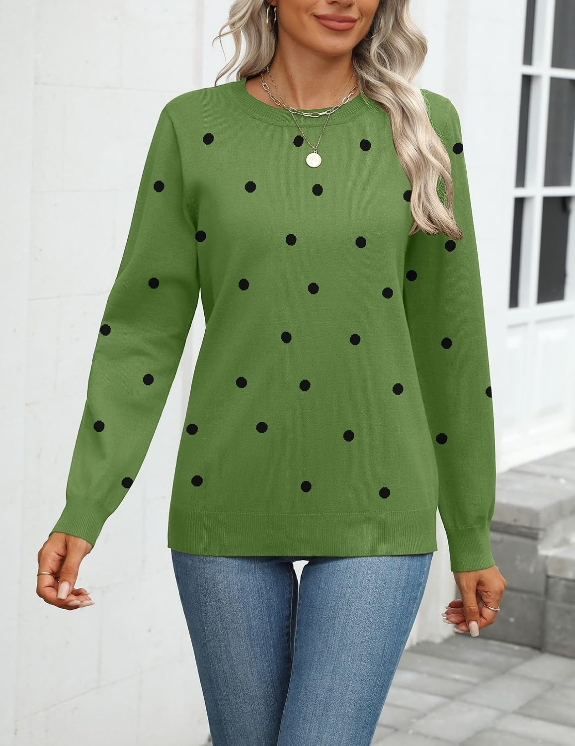 Zeagoo Womens Sweaters Long Sleeve Tops Classic Fall Clothes Crewneck Tops