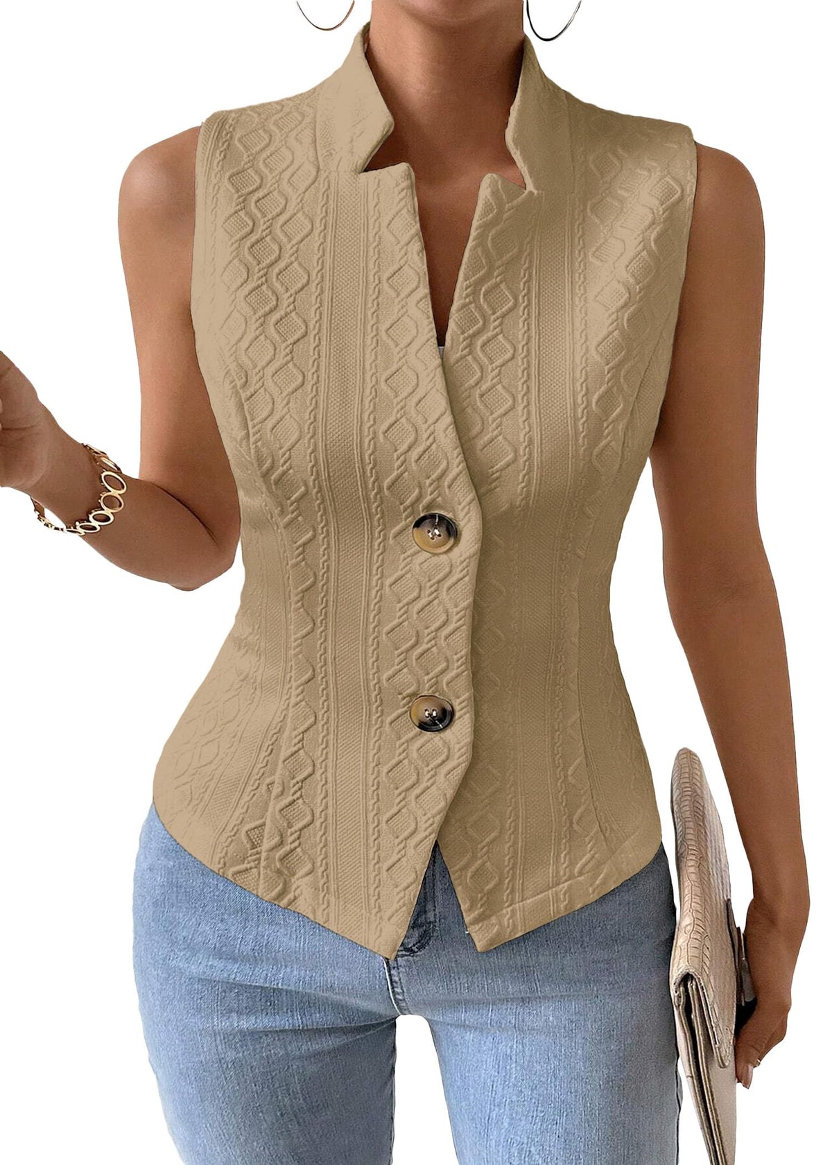 Mina Self Women's Sleeveless Sweater Vest,Knit Stretchy Dressy Casual Top